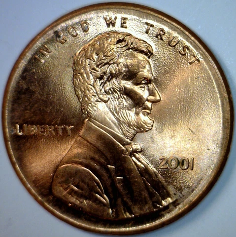 2001 ERROR Broad Struck +Crack Skull Lincoln Cen BU + Coin BS+Die Crk  FREE SHIP Cover