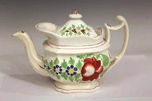 Antike Henoch Holz Keramik Teekanne Staffordshire Englisch Anfang 19. signiert - Bild 1 von 13