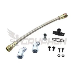 20" 10AN Braided Turbo Oil Return Line Kit TD02 TD03 TD04 TD05 TD06 TF035HM - Picture 1 of 6