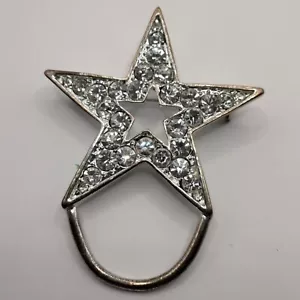 Vintage Silber Strass Stern Brosche Lonestar Hänger Charm Schleife - Bild 1 von 3
