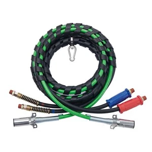 12FT Semi Truck Air Lines Kit, 3-in-1 Rubber Air Hoses & 7-Way ABS Power Line - Picture 1 of 11