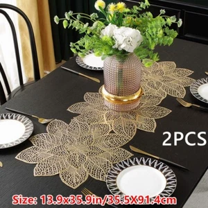 2X PVC Hollow Flower Shape Table Runner Mat Cover Tablecloth Deco Waterproof Set - Picture 1 of 15