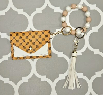 Pulseira branca e bronzeada com miçangas com carteira pequena carteira noite fora presentes fofos divertidos - Imagem 1 de 4