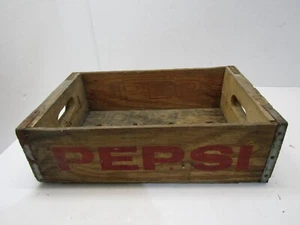 OLD WOOD-WOODEN PEPSI CRATE SODA POP ADVERTISING - Picture 1 of 4