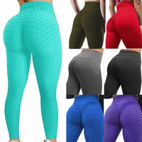 Women High Waist Yoga Leggings Ruched Sports PUSH UP Pants GYM Fitness Sportwear