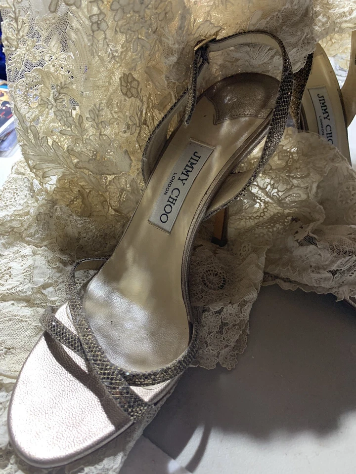 Shoes Jimmy Choo gold Lamee sling back  heels Size 39 - Image 1 of 4