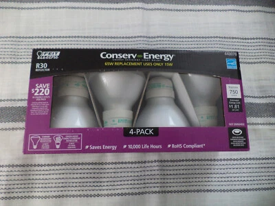 Feit Electric 4 pack Conserv-Energy R30 Reflector, 65W Replacement uses only 15W - Image 1 of 4