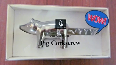 Vintage Woolworths Chrome Plated Pig Corkscrew Curly Tail Piggy Boxed Unused VGC - Image 1 of 4