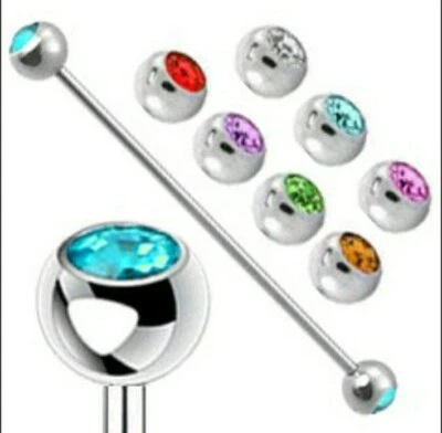 Промышленная фиолетовая имплантатная хирургическая сталь Dual Gem Barbell 14 г 1 и 5/8 дюйма - Изображение 1 из 4