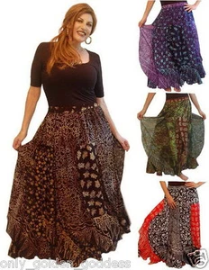 pick color & size maxi skirt patchwork layered elastic waist art to wear - Picture 1 of 9