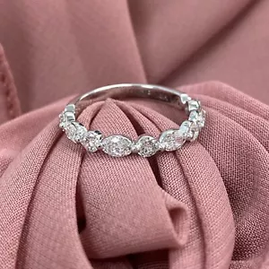 1,20 Ct coupe ronde et ovale alternée laboratoire cultivé diamant bracelet de mariage or 14 carats - Photo 1 sur 10