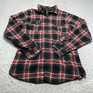 Burnside Heavyweight Red Black White Plaid Long Sleeve Button Shirt mens Medium - Picture 1 of 11