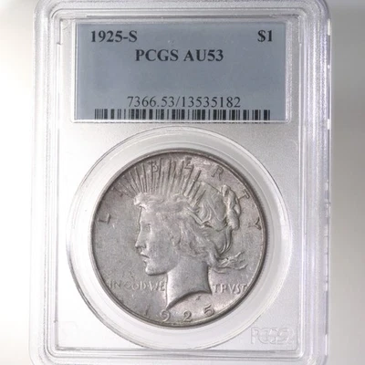 1925-S Peace $1 PCGS Certified AU53 - Image 1 of 2
