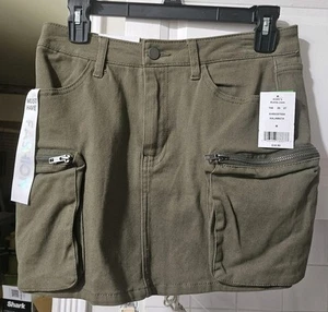 New Tinseltown Juniors Miss Sz M Stretch Cotton Khaki Denim Mini Skirt Kalamata - Picture 1 of 11