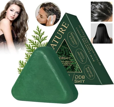Nature Triangle Shampoo Bar,Nature Green Soap Shampoo,Usman-Grass Shampoo Bar - Image 1 of 4