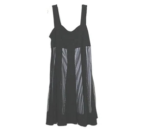 Vintage Y2K R&M Richards Black Silver Stripe Dress Size 1X Whimsigoth Go… - Picture 1 of 9