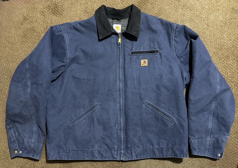 Vintage Carhartt J97 DPB Detroit Jacket Dark Blue 2xlt 2xl Tall Blanket Lined - Image 1 of 4