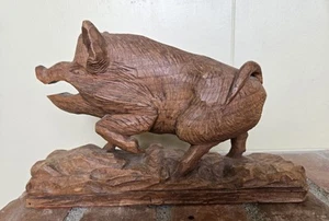 Wildschwein handgeschnitzt Holz Vintage deutsche Schnitzerei - Bild 1 von 8