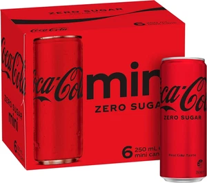 Zero Sugar Coca-cola Soft Drink Mini Can Multipack 6 X 250 Ml - Picture 1 of 11