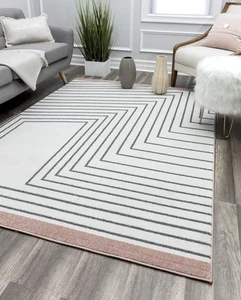 Lines Contemporary Geometric Rug Howlite MN30A 8'0"X10'0" Area Rug - Picture 1 of 9