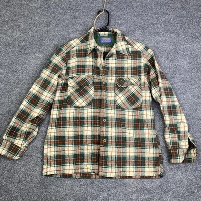 Pendleton Wool Shirt Jacket Mens Medium Green Brown Plaid Board Made in USA - Image 1 of 4