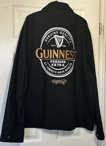Guinness men zippered Jacket Black size 3XL double sided Embroidered Logo New - Picture 1 of 6