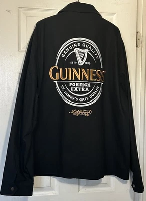 Guinness men zippered Jacket Black size 3XL double sided Embroidered Logo New - Image 1 of 4