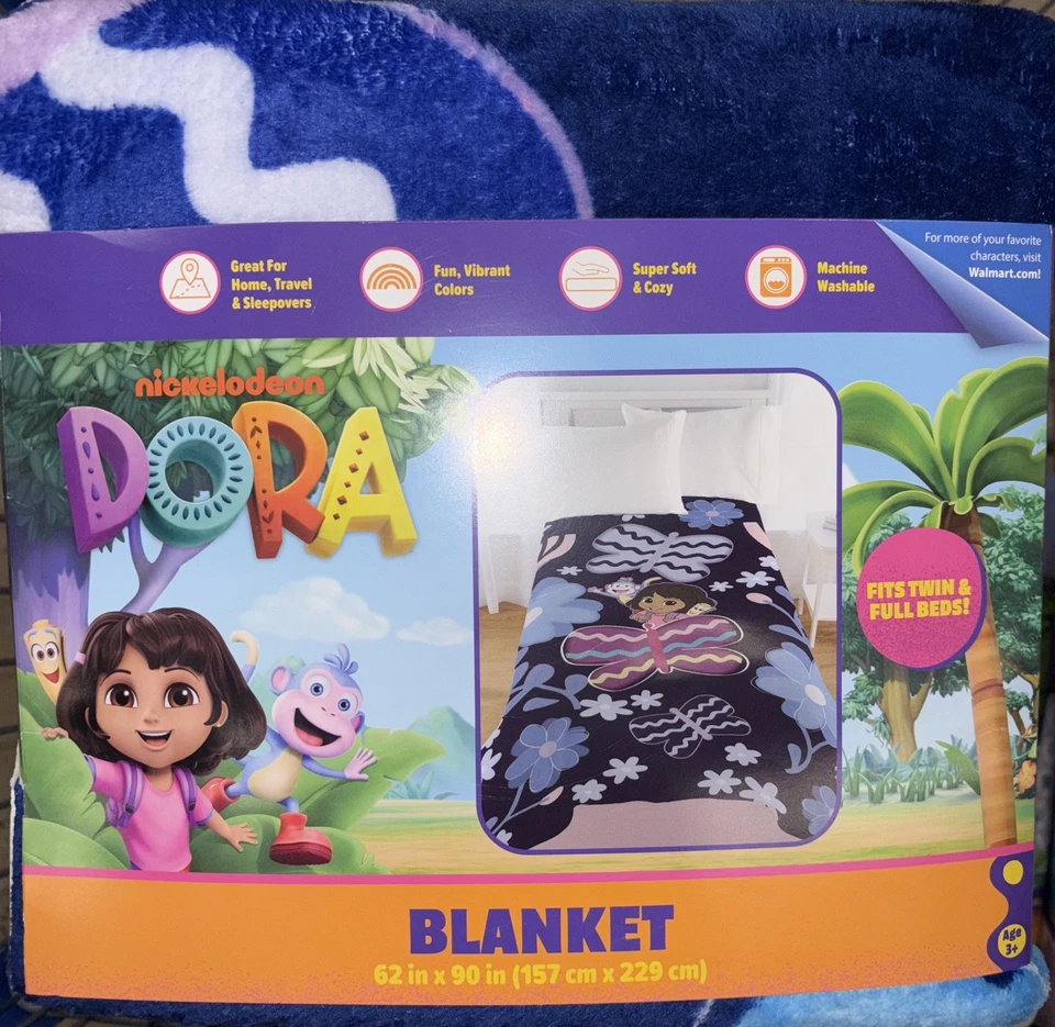 Dora The Explorer Fleece Blanket 62 x 90 Fits Full and Twin Beds New In Package - Image 1 of 1