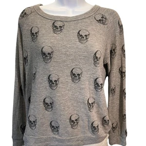 Sudadera Pullover Lauren Moshi X Aqua para Mujer XS Gris Gráfico Estampado Calavera EE. UU. - Imagen 1 de 12