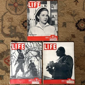 Life Magazine Vintage January 1942 Lot of 3 Issues 1940’s WWII-Era Ads 5 12 19 - Picture 1 of 12