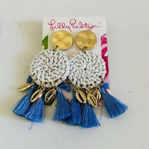 Lilly Pulitzer Coconut Kiss Drop Earrings blue thistle- NWT - Picture 1 of 2