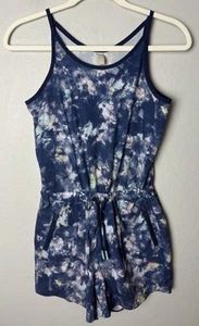 Athleta Girl Ready to Go Blue Tie Dye Romper Size Large 12 Active Play Stretch - Picture 1 of 3