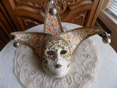 Venetian Ceramic Decorative Mask  Hand painted Jester style - Image 1 of 4