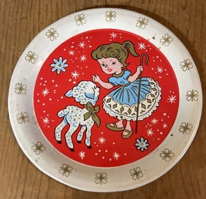 Vintage 1950's Ohio Art Mary Had A Little Lamb Bo Peep Tin Children's Tea Plate - Picture 1 of 6