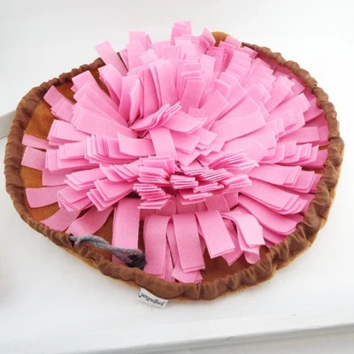 Snuffle Mat Dog Nosework Blanket Dog Slow Feeder Dog Puzzle Toy Pink - 9x9x2.75 - Image 1 of 4