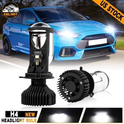 1 Pair LHD 100W H4 9003 Mini Bi-LED Projector Lens LED Headlight Hi/Lo Retrofit - Image 1 of 4