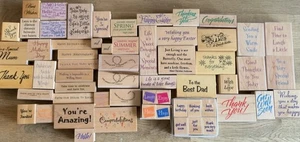 Wooden Rubber Sentiments Stamp Collection New - Picture 1 of 10