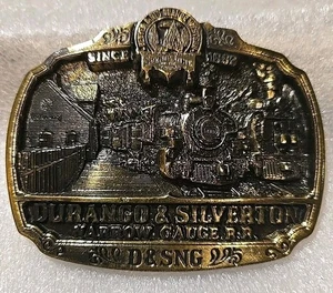 Durango & Silverton Narrow Gauge Rail Road Commemorative Brass Belt Buckle 1983 - Picture 1 of 13