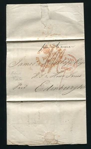 GERMANY GREAT BRITAIN EARLY STEAMER LETTER LUBECK LOTTERY SHIP MARITIME 1839 - Picture 1 of 2