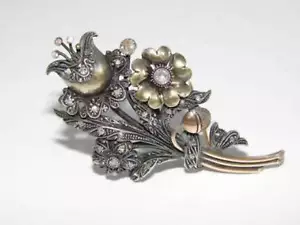 DE COLECCIÓN BROCHE FLOR DIAMANTE ANTIGUO 1840 COLGANTE ESTADO - Imagen 1 de 3
