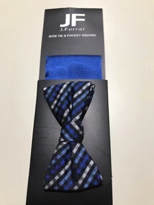 J. Ferrar Mens blue bow tie and pocket square new NWT - Picture 1 of 2