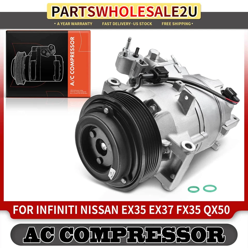 AC Compressor w/ Clutch for Infiniti Nissan EX35  FX35 EX37 370Z G37 926001CB0A - Image 1 of 4