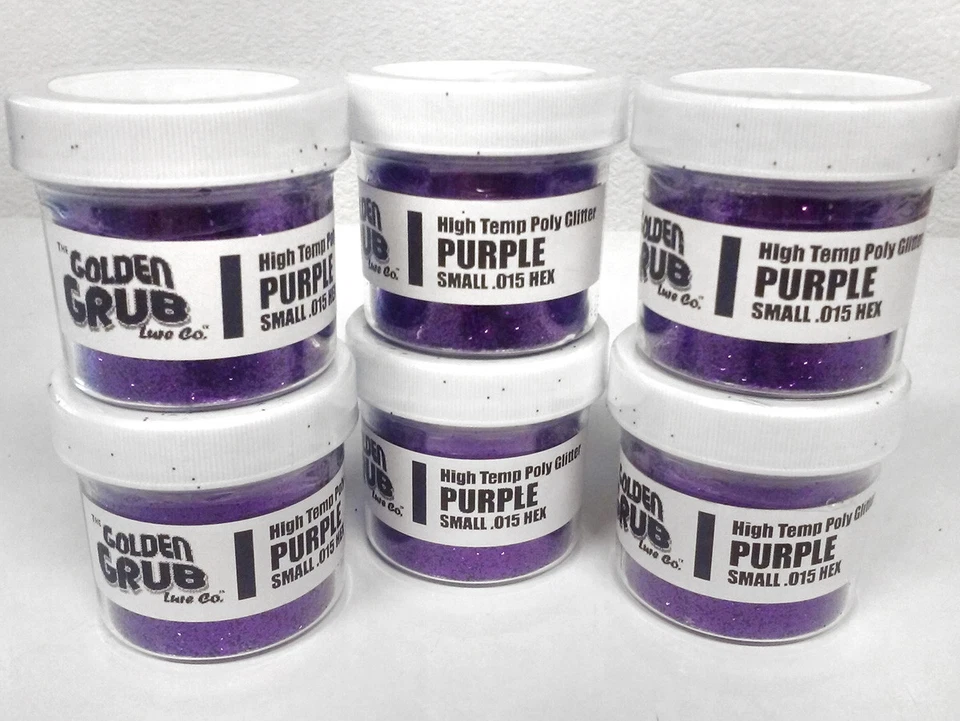 THE GOLDEN GRUB LURE CO NEW 2 OZ. Jar PURPLE High Temp Glitter .015 Hex Fishing Lure Making plastisol