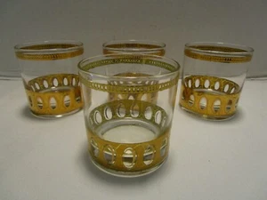 Vintage Culver Glass Antigua 4-Whiskey Rocks Lowball Old fashioned 22K 10 Oz. - Picture 1 of 9