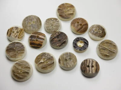 15 Stück Horn Trachtenknöpfe 6 d=20 mm 8 d=18 mm 1 d=15 mm Zierknöpfe TK-III-72 - Bild 1 von 3