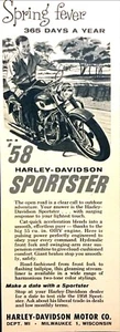 Harley-Davidson Sportster 1958 foto de motocicleta "Spring Fever" anuncio impreso vintage - Imagen 1 de 1