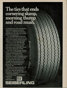 1969 Seiberling Fiberglass Belted Tire Super Wide Print Ad Vintage RZ - Picture 1 of 1