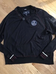 T.F. Goose & Co. TFG Long Sleeve Shirt Sweater 2 XL 3 Button Black Red NWOT - Picture 1 of 10