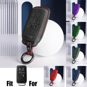 Suede Leather Car Key Case Cover For Volvo V60 V40 S80L XC60 S60 Cross Country - Picture 1 of 16