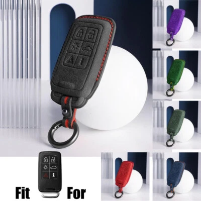 Suede Leather Car Key Case Cover For Volvo V60 V40 S80L XC60 S60 Cross Country Foto 1 de 4